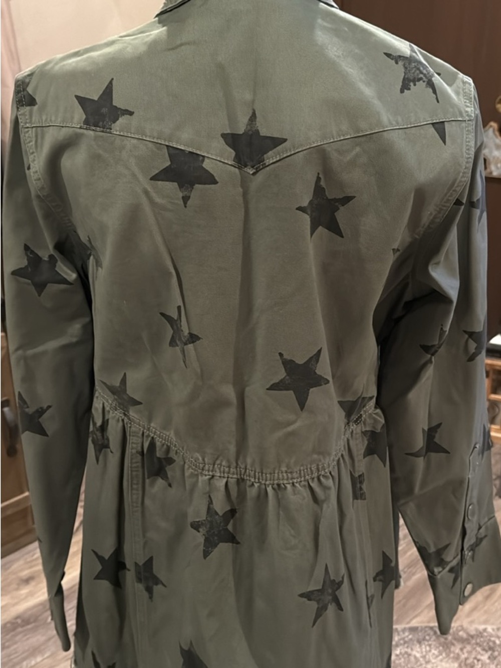 Olive Green Star-Print Utility Jacket - Picture 3 of 3